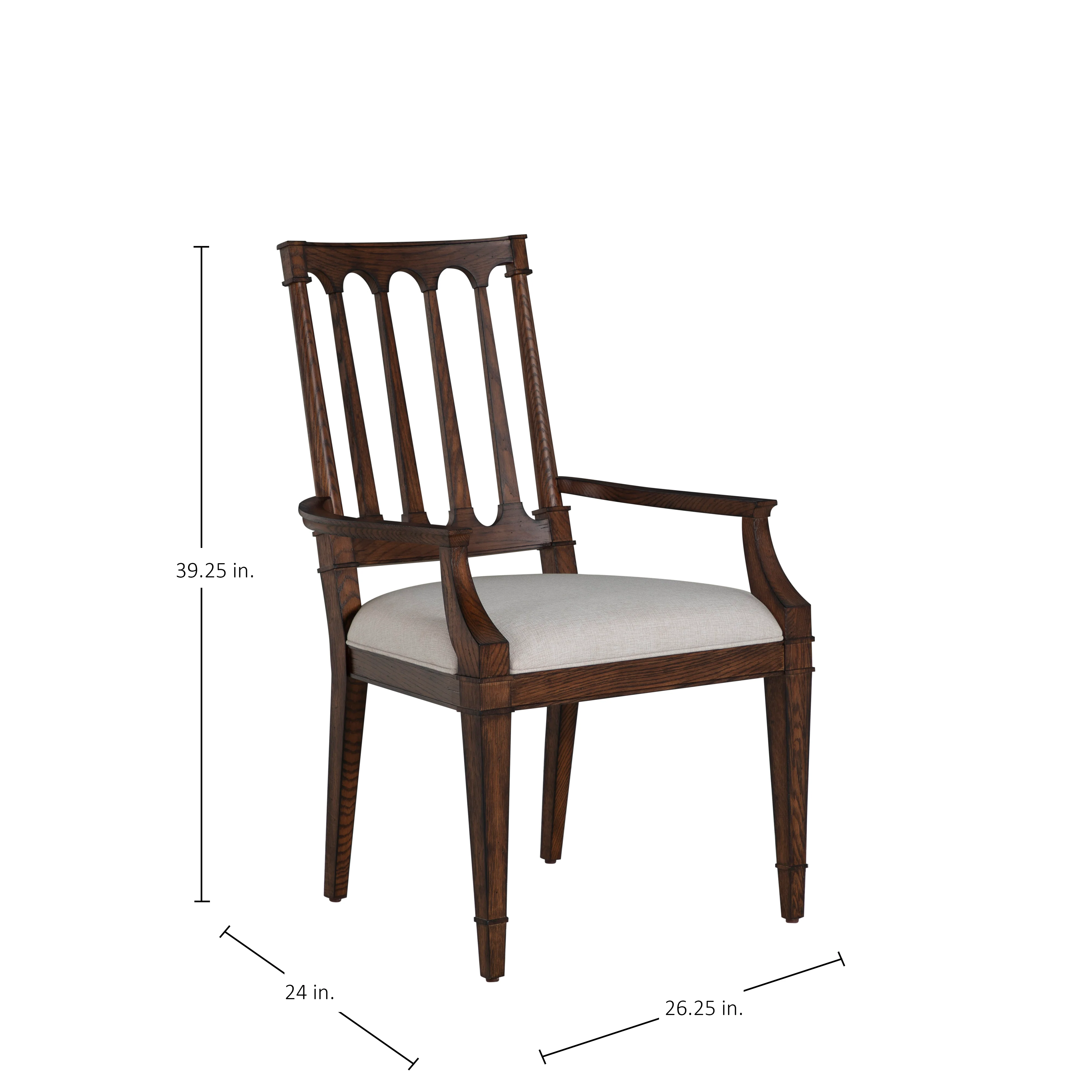 Mathis Dining Arm Chair - Rustic Antique Oak - Image 2